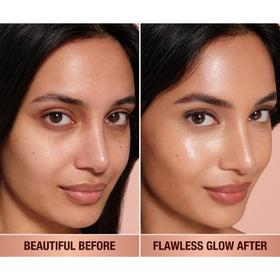 Charlotte Tilbury pump dispenser delivering controlled product for precise application benefit