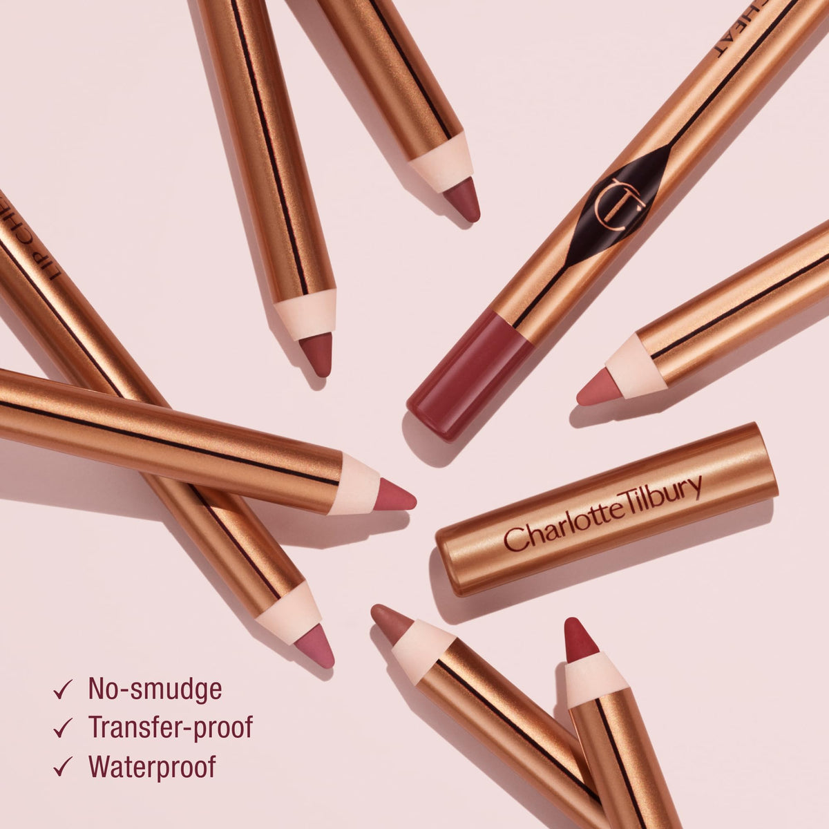 Charlotte Tilbury clear view of pencil label with shade name and product details benefit