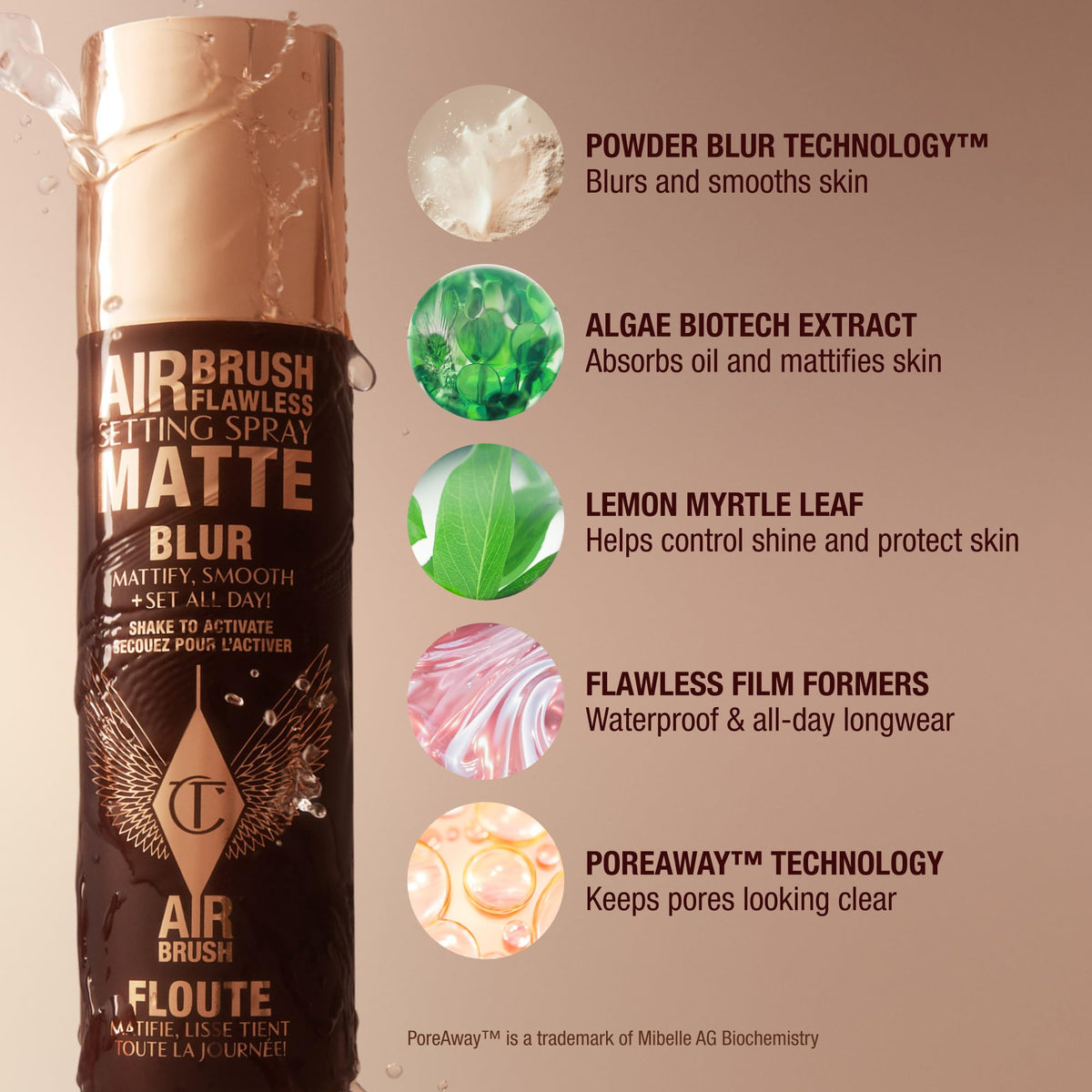 Charlotte Tilbury ingredient label showing aloe vera and green tea benefits