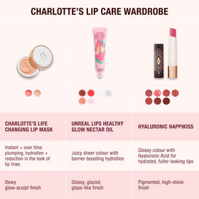 Charlotte Tilbury ingredient panel close-up showing hyaluronic acid and C-peptide benefits