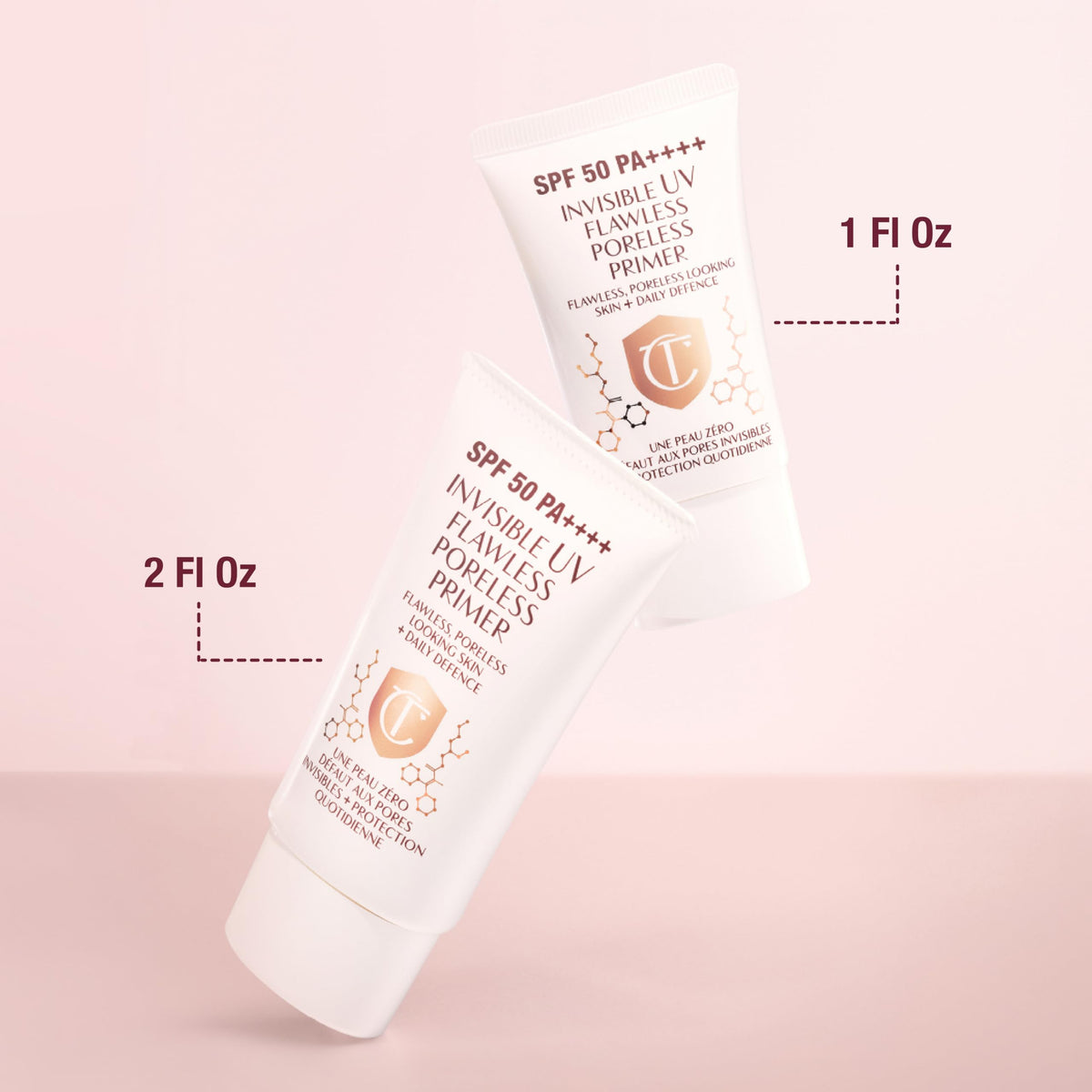 Charlotte Tilbury label detail with ingredient highlights and SPF 50