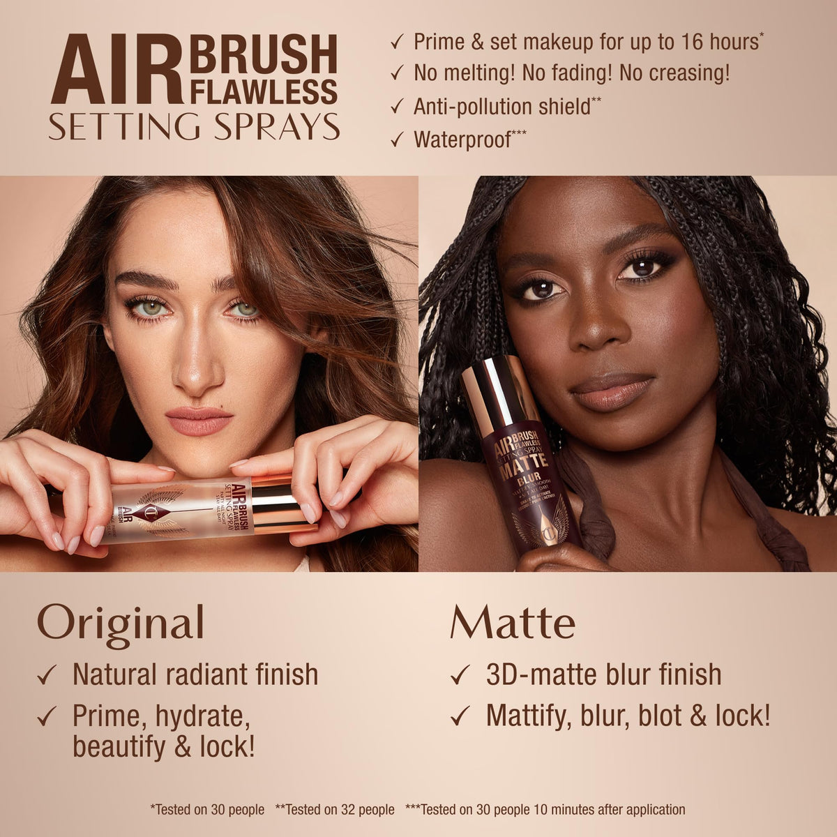 Charlotte Tilbury bottle styled on vanity to suggest everyday beauty routine