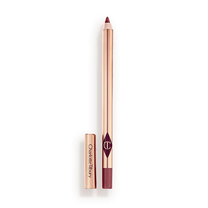 Charlotte Tilbury front view of lip pencil shows slim pencil and berry shade benefit