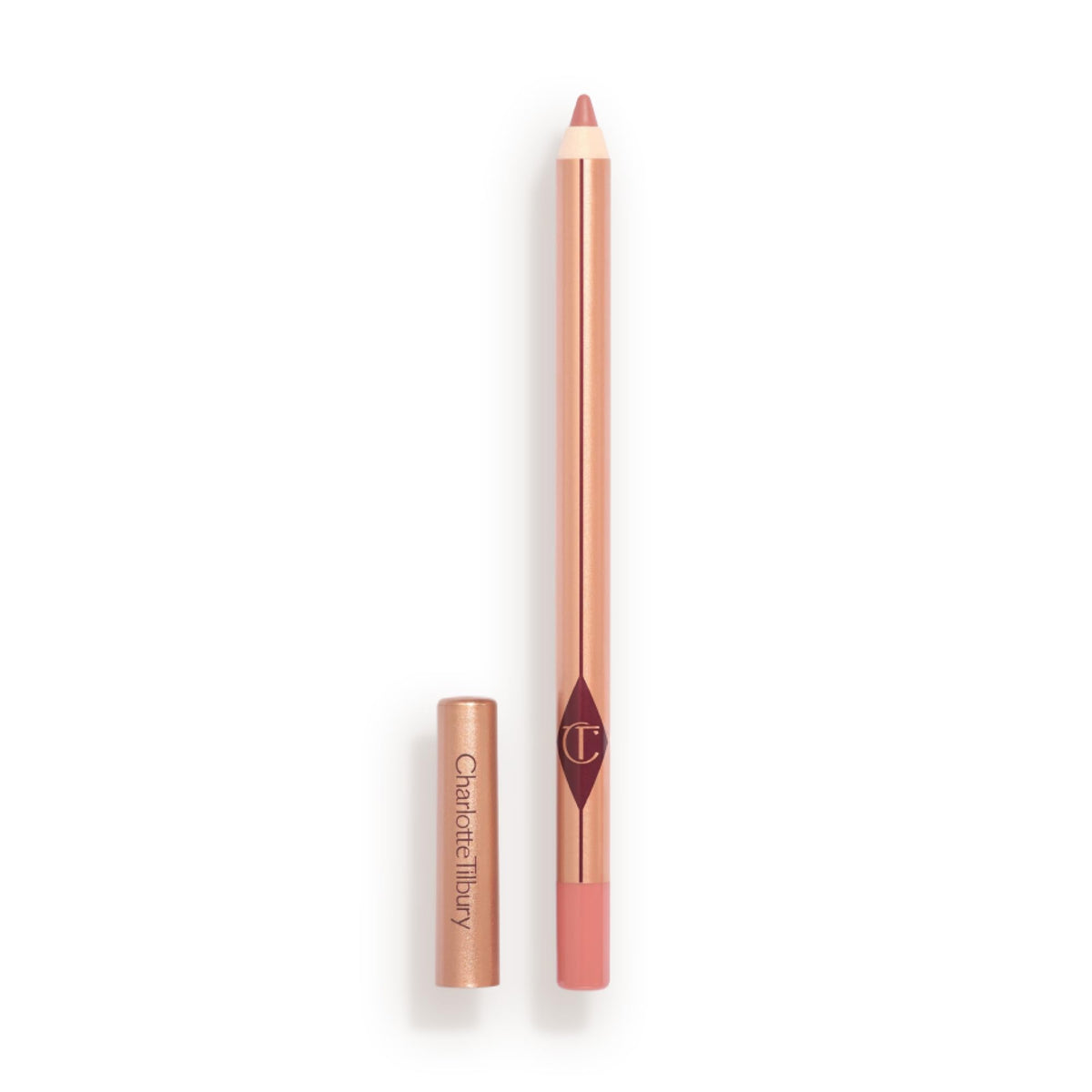 Charlotte Tilbury front view of pencil showing brand and sleek packaging, professional finish