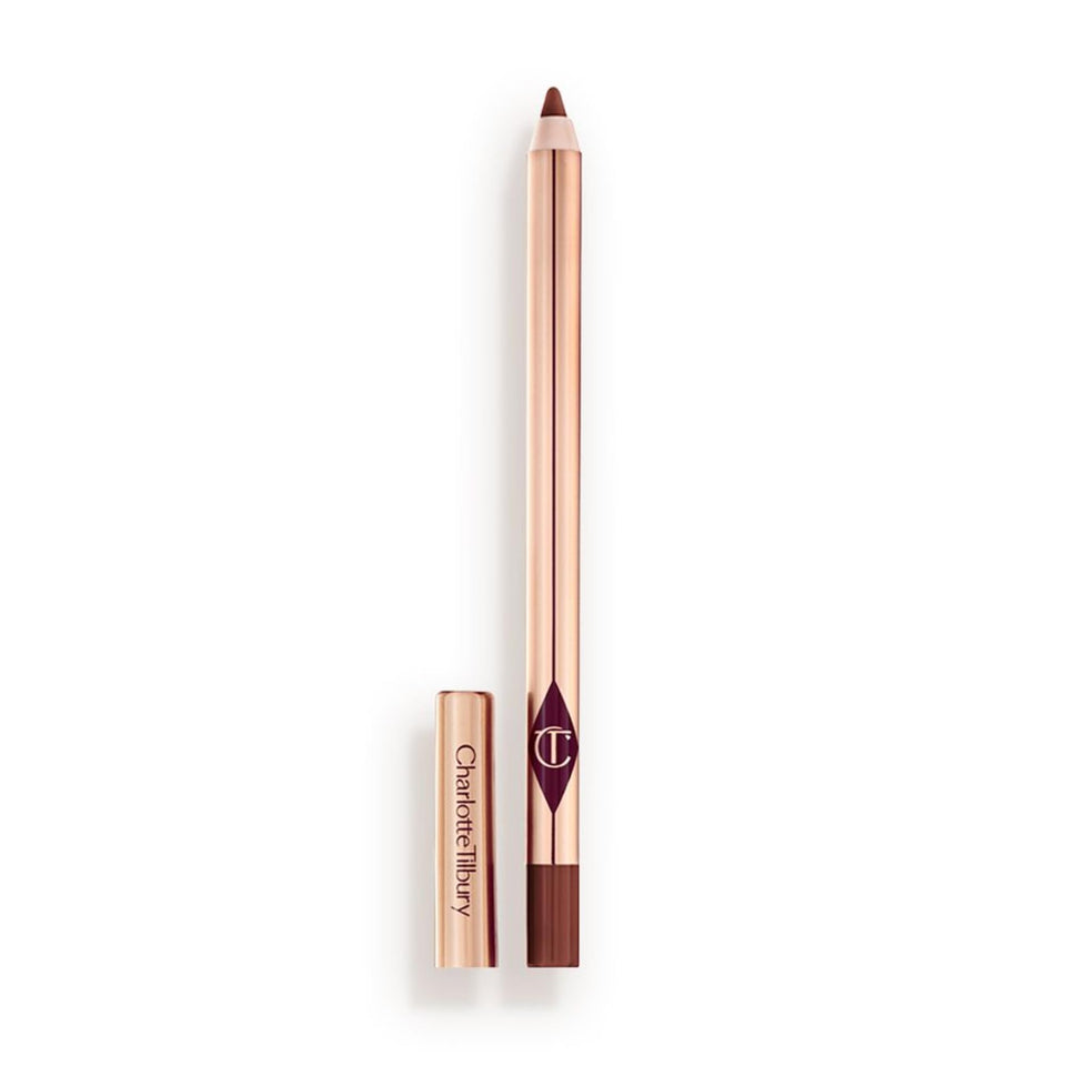 Charlotte Tilbury front view of lip pencil shows sleek packaging and shade