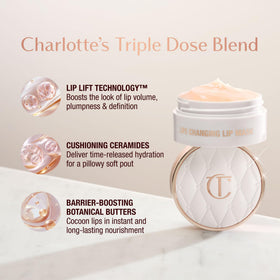 Charlotte Tilbury before and after lips showing smoother fuller-looking pout
