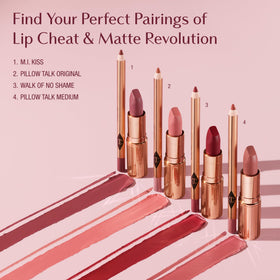 Charlotte Tilbury paired with gloss on lips demonstrating depth and lasting finish