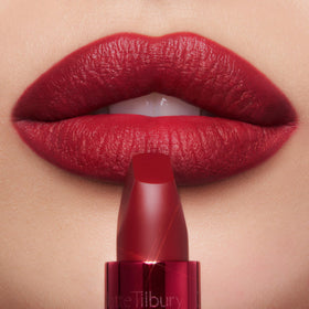 Charlotte Tilbury lipstick applied on lips demonstrating smooth, defined finish