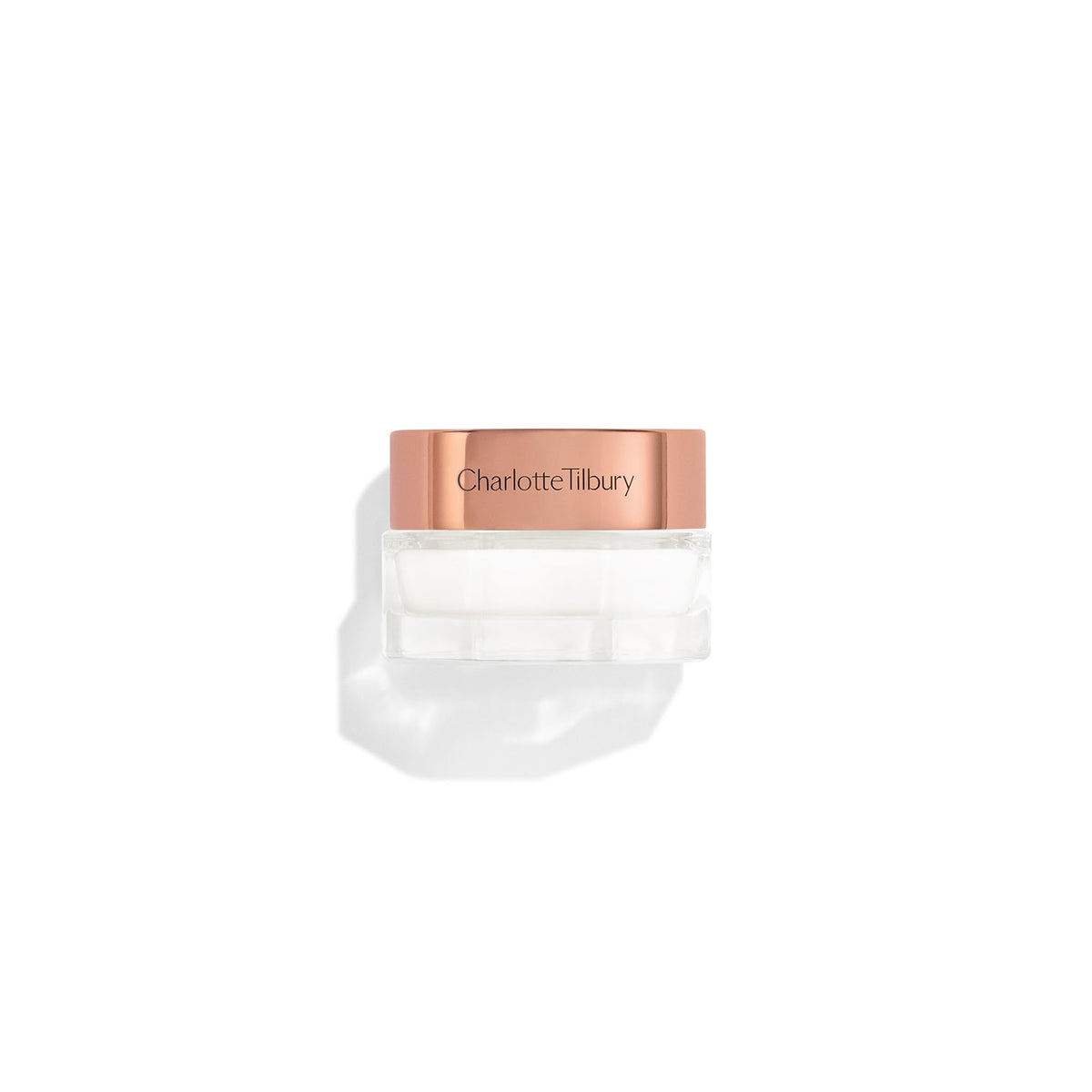 Charlotte Tilbury jar front view showing product and compact size benefit