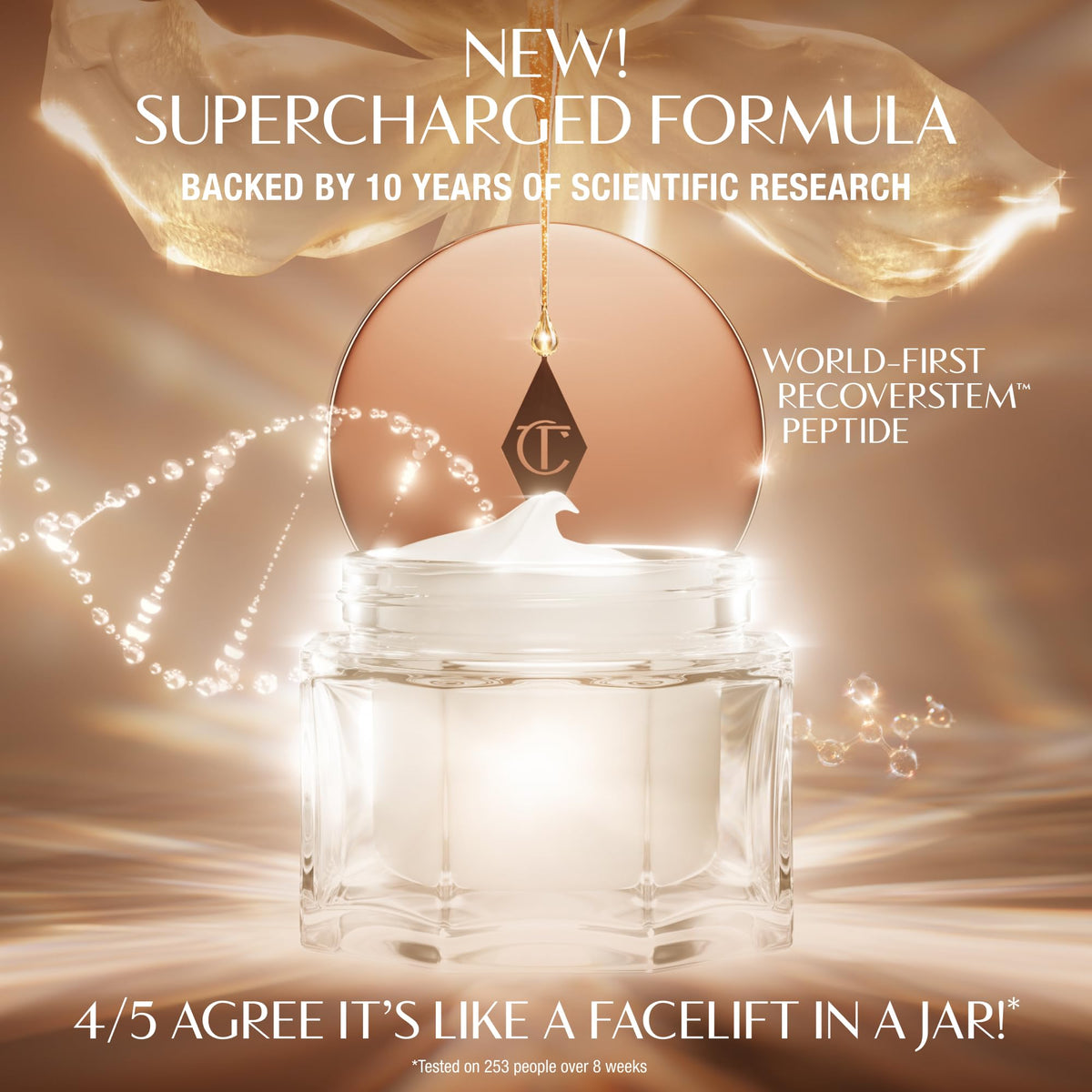 Charlotte Tilbury open jar cream texture highlighting smooth hydration