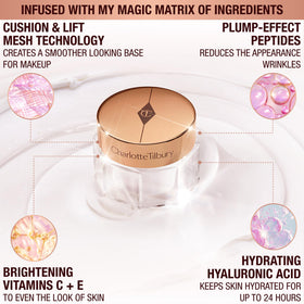 Charlotte Tilbury opened jar texture close-up highlighting creamy glow and smoothing benefit