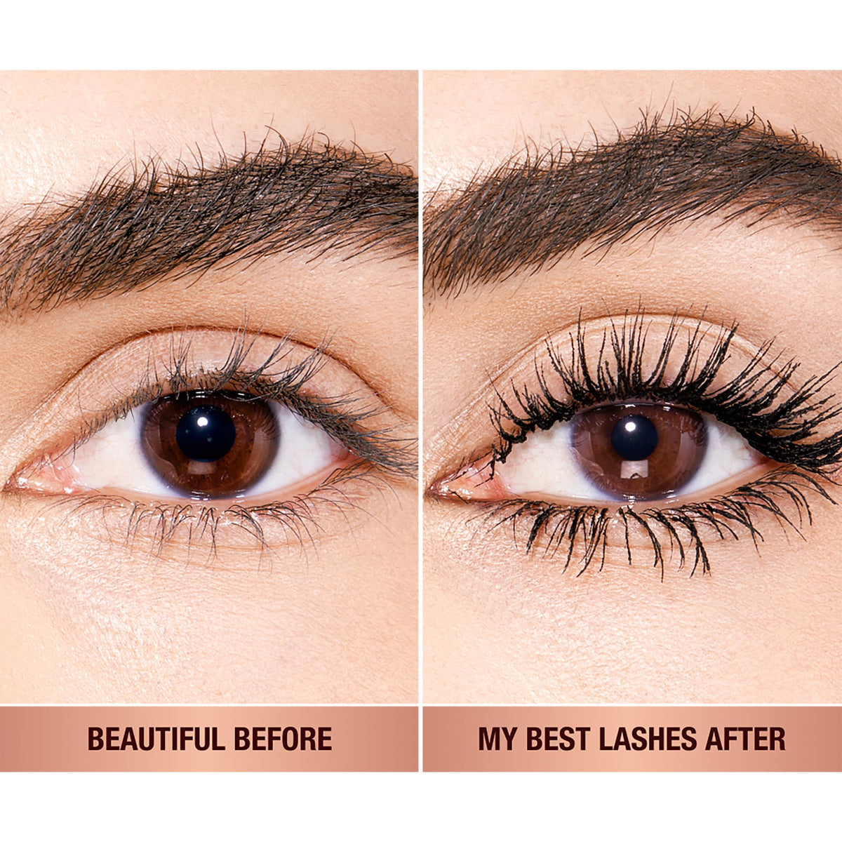 Charlotte Tilbury bristles coating lashes for clump-free buildable volume benefit