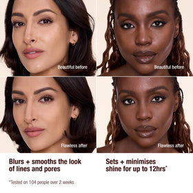 Charlotte Tilbury open compact with mirror illustrating mirror-ready touchups