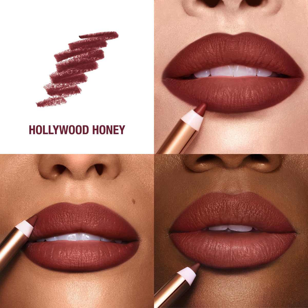 Charlotte Tilbury pencil tip close-up showing creamy texture and smooth glide