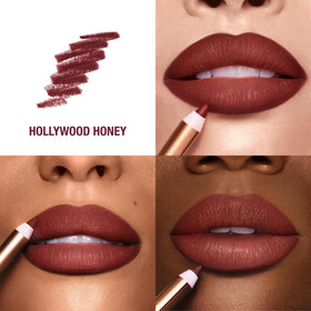 Charlotte Tilbury pencil tip close-up showing creamy texture and smooth glide
