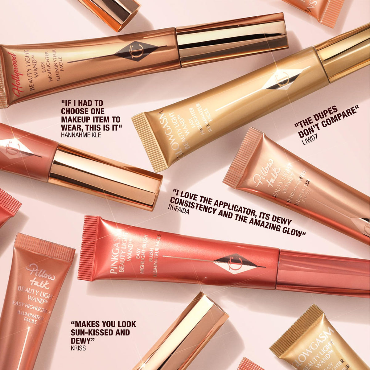 Charlotte Tilbury product in a glam setting illustrating camera-ready, red-carpet glow