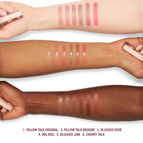 Charlotte Tilbury multiple Pillow Talk shades lined up showing colour options