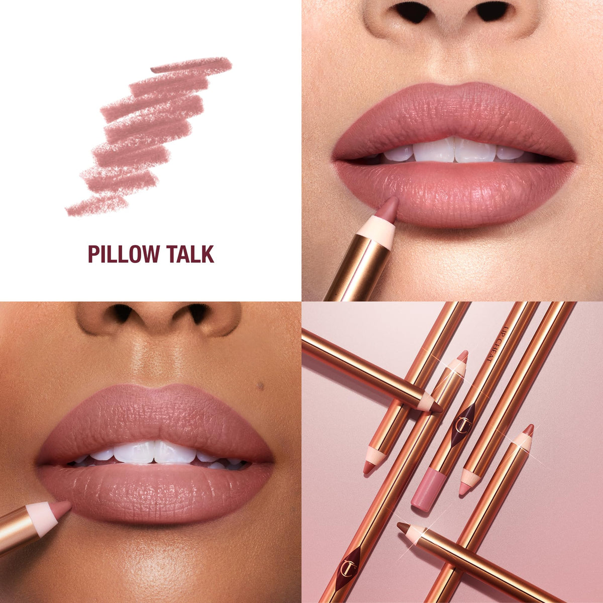 Charlotte Tilbury swatch on skin shows true nude-pink shade and natural blending benefit