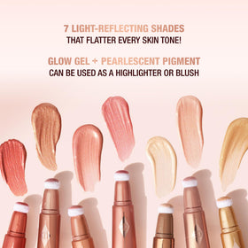 Charlotte Tilbury Pinkgasm inside a makeup bag in lifestyle scene for on-the-go touch-ups