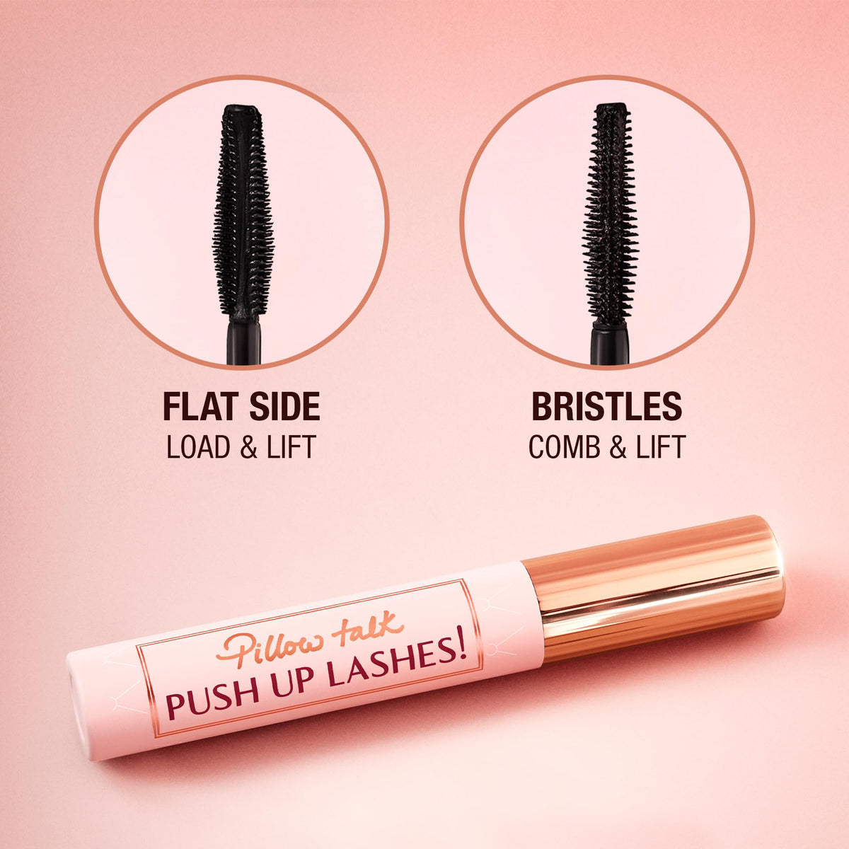 Charlotte Tilbury mascara next to coin to show compact size and travel-friendly benefit