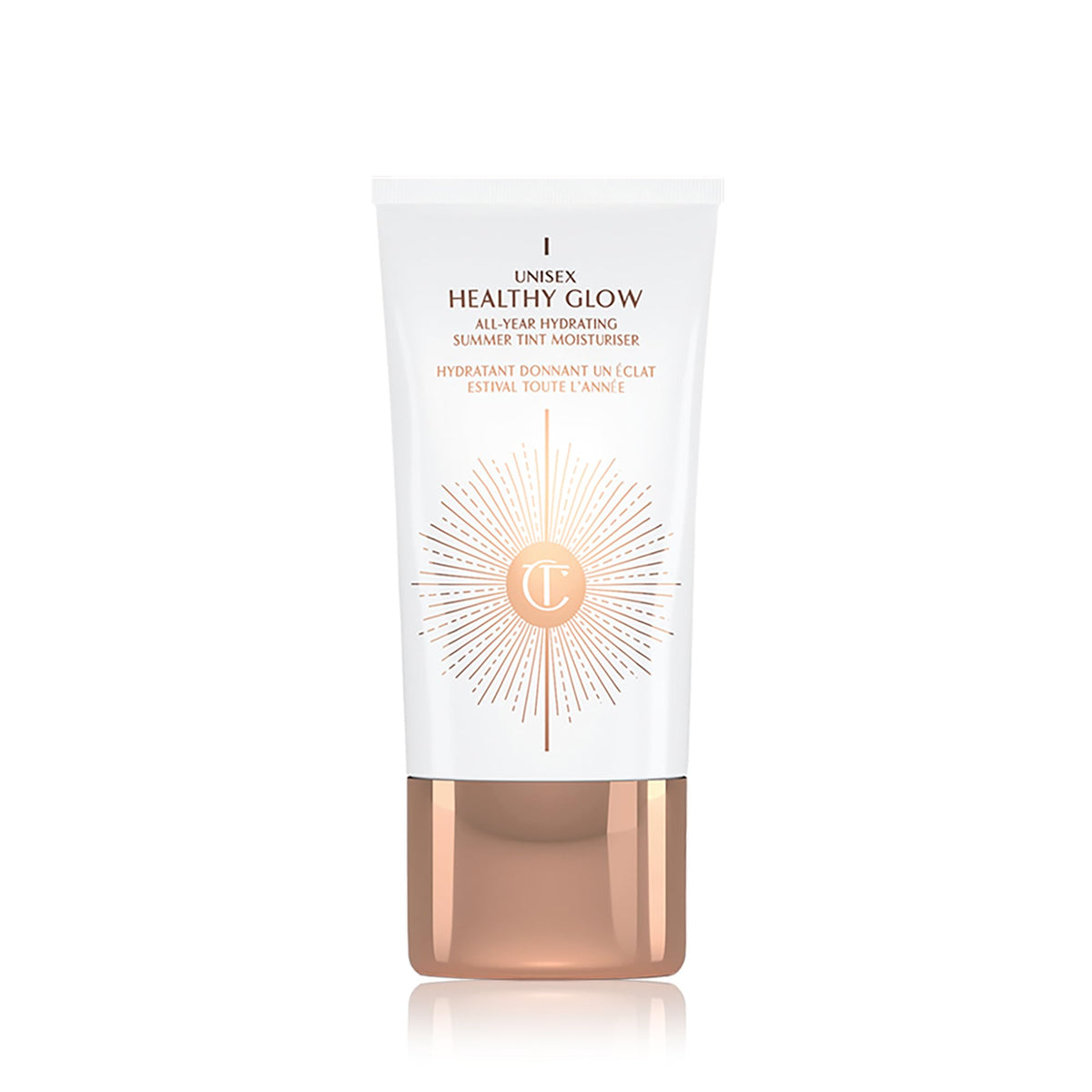 Charlotte Tilbury front packaging showing tube and branding, highlights portability and luxury