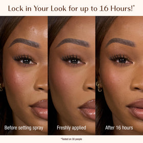 Charlotte Tilbury close-up of mist droplets blending into skin to blur pores
