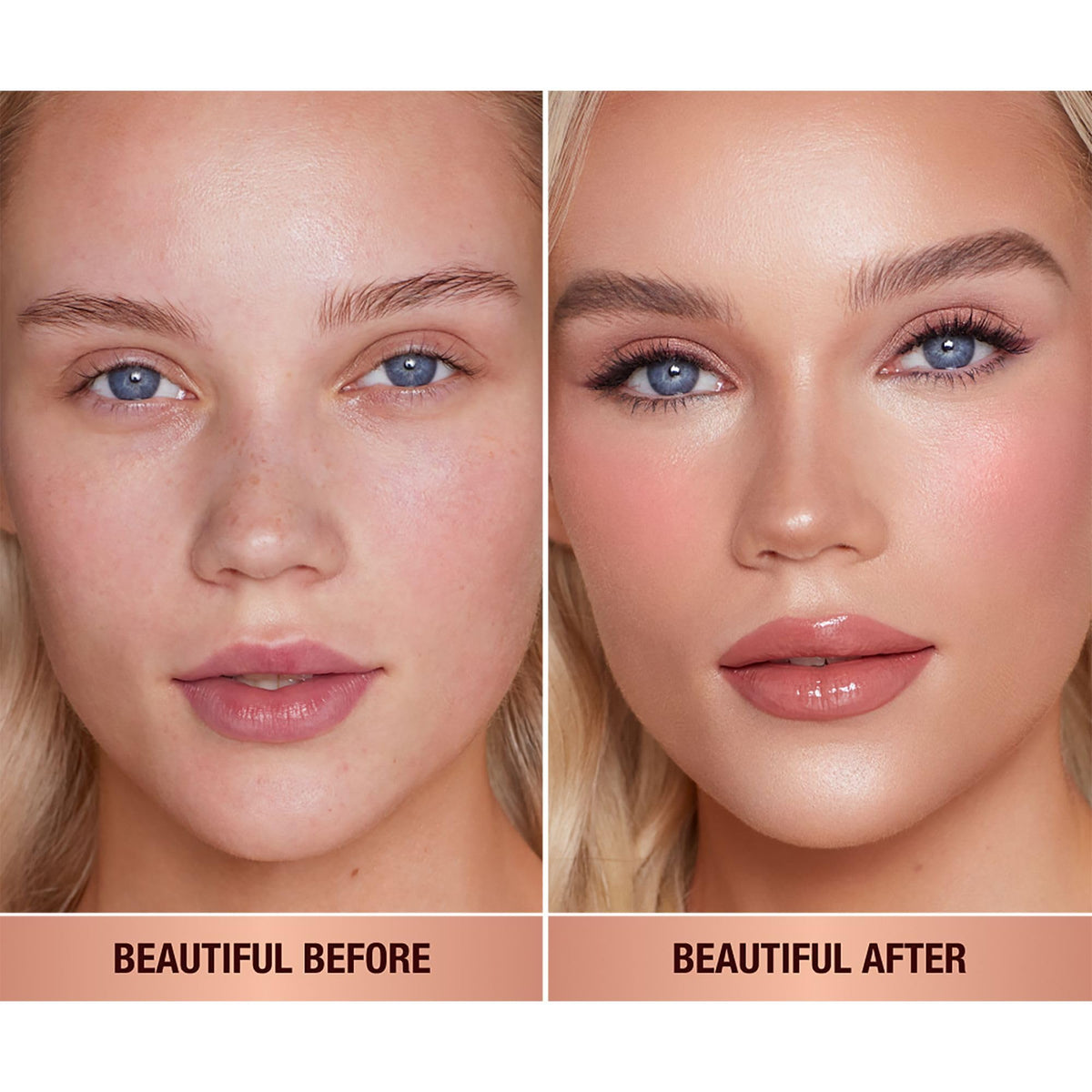 Charlotte Tilbury liquid blush texture swatch on skin for smooth finish