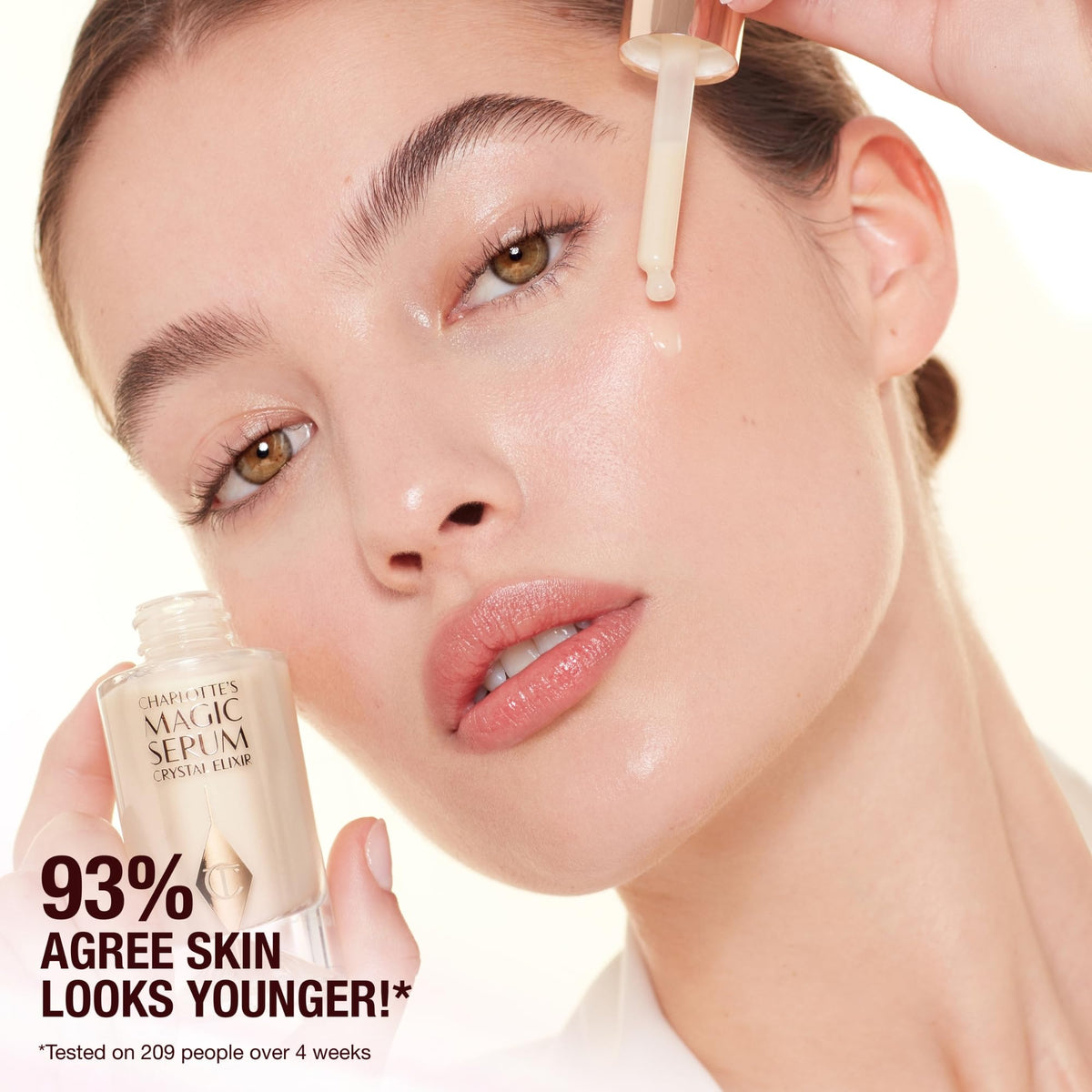 Charlotte Tilbury 8ml serum tucked into cosmetic bag highlighting portability and on-the-go use