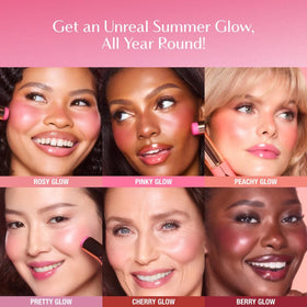 Charlotte Tilbury flat brush blending blush showing how to buff and build color benefit seamless finish