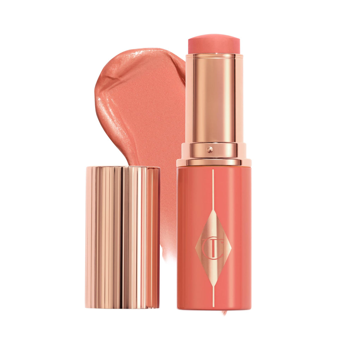 Charlotte Tilbury Unreal Blush Stick front packaging shows brand and shade, promising instant glow