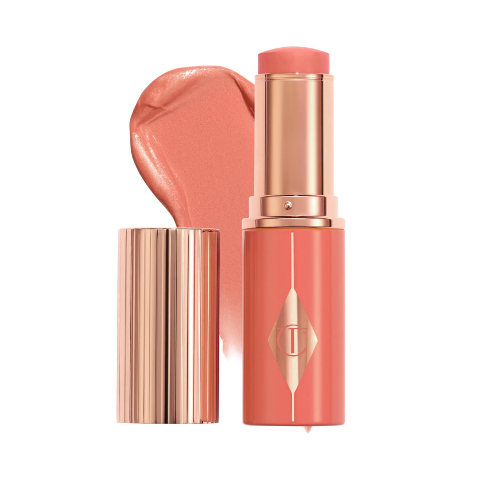 Charlotte Tilbury Unreal Blush Stick front packaging shows brand and shade, promising instant glow