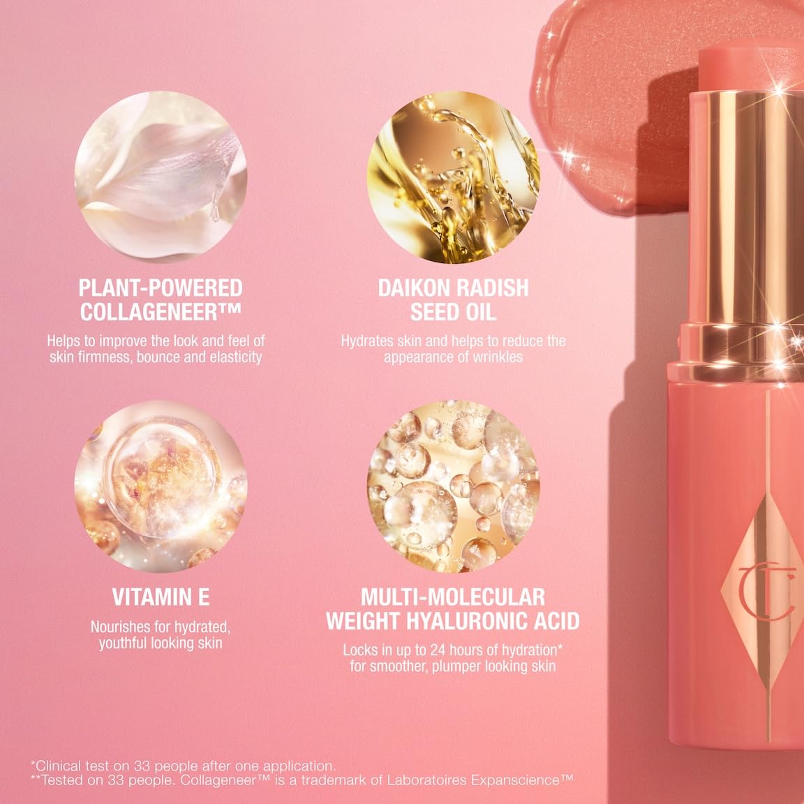 Charlotte Tilbury fan of six shades displayed on surface showing shade range benefit versatile skin tones