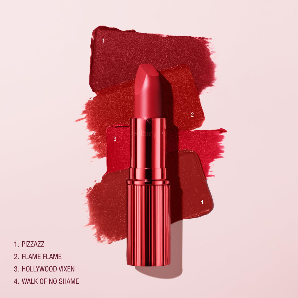 Charlotte Tilbury open cap revealing label and shade name for easy identification