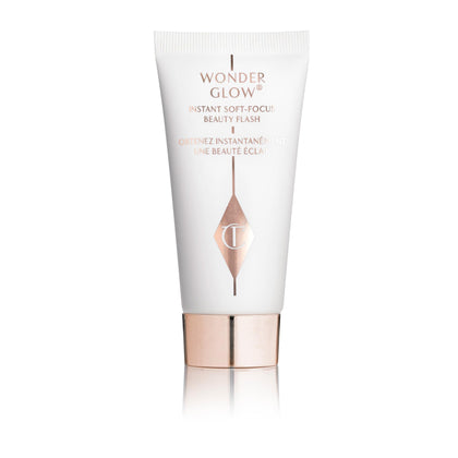Charlotte Tilbury front bottle of Wonderglow primer showing sleek packaging and instant glow