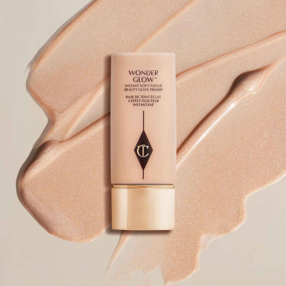 Charlotte Tilbury pump dispenser close-up showing easy, hygienic product dispense