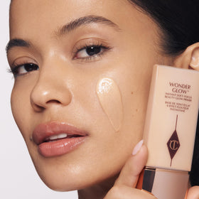 Charlotte Tilbury texture swatch highlighting luminous, silky primer finish