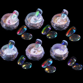 CHARMING MAY front packaging showing six aurora powder jars and applicators for vivid color