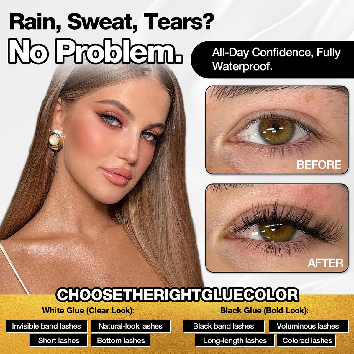 CHARMO'CLOCK lashes applied close-up demonstrating natural, secure hold
