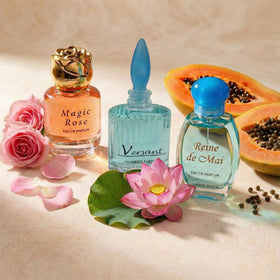Charrier Parfums labels with fragrance names visible for easy selection benefit