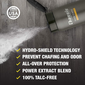 Chassis Ice Max powder closeup texture highlighting fine, absorbent particles for fast dryness
