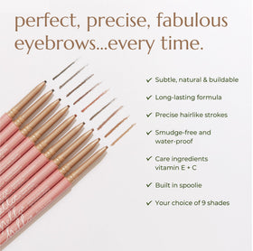 Chella spoolie brush detail demonstrating blending and grooming for softer brows