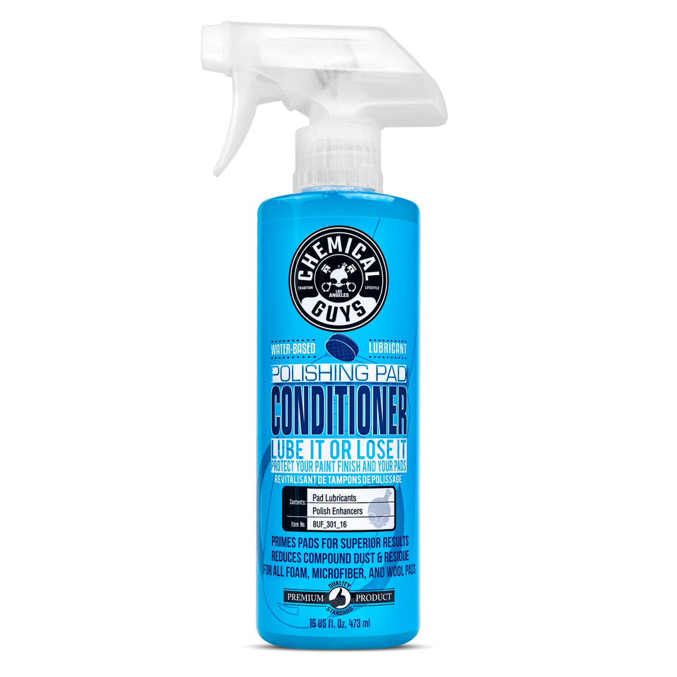 Chemical Guys pad conditioner front label showing 16 oz and product benefit