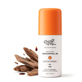 Chemist at Play roll‑on front packaging showing compact travel size and benefits