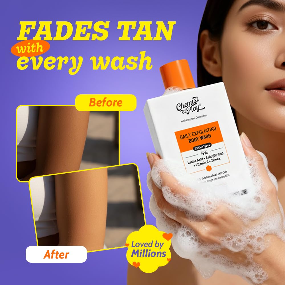 Chemist at Play creamy wash texture close-up highlighting rich lather and gentle exfoliating beads