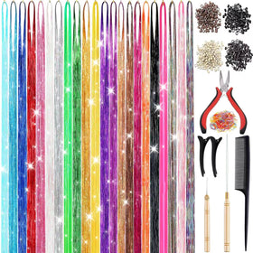 CHENZI front packaging showing full hair tinsel kit and included tools for easy styling