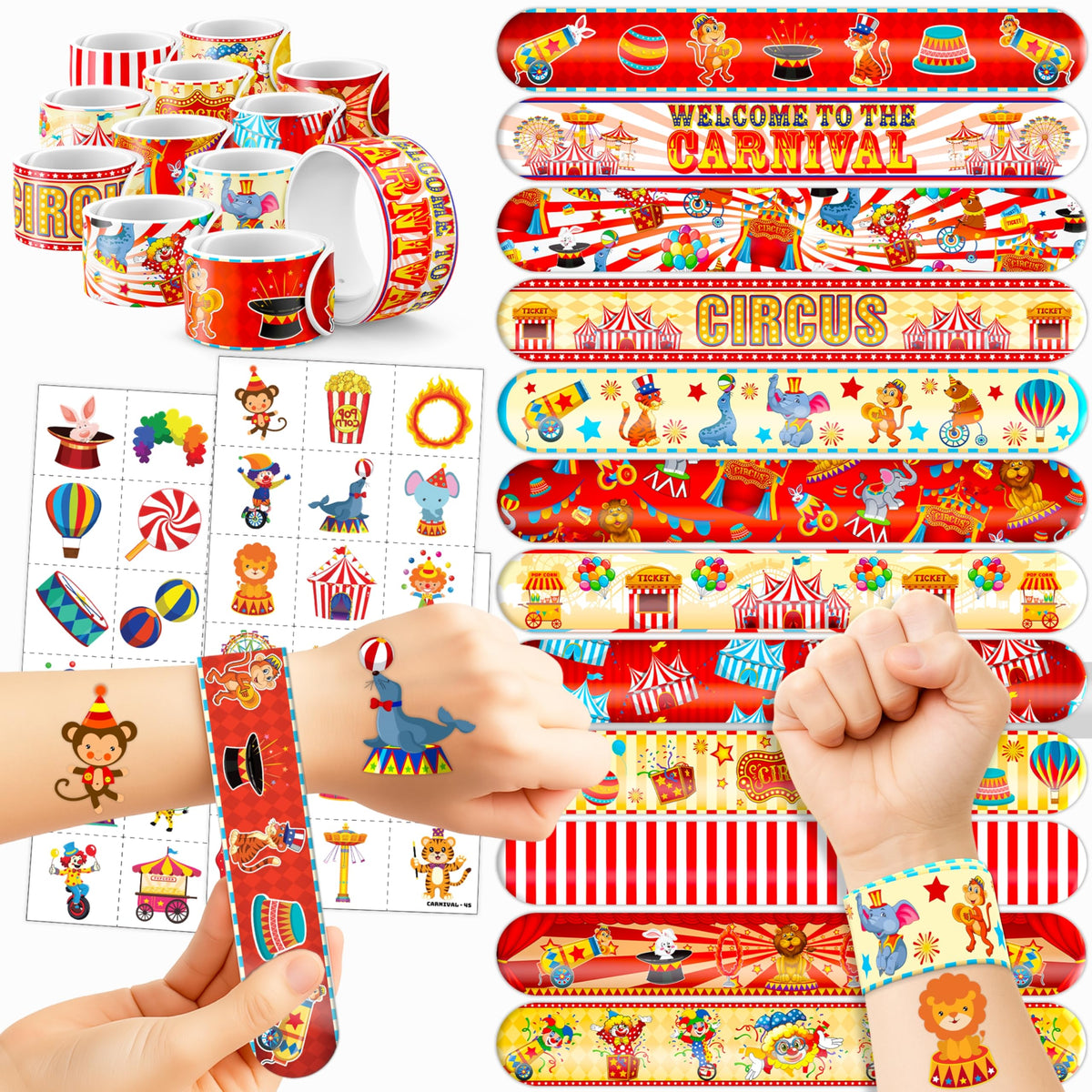 Cherisnowy front packaging showing 72-piece carnival party set, perfect for party planning