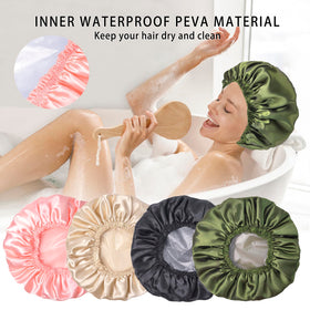 CHFONG cap in use while showering showing hair protection from splashes benefit