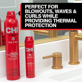 CHI 44 mist close-up highlighting lightweight texture and even coverage benefit
