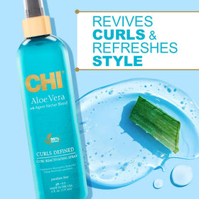 CHI mist texture close-up, lightweight hydration for curls