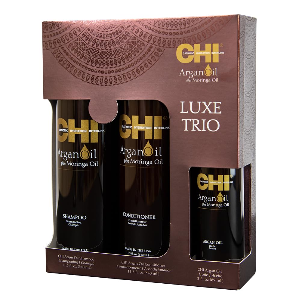 CHI argan oil in use styling on wet hair demonstrating frizz control and added smoothness